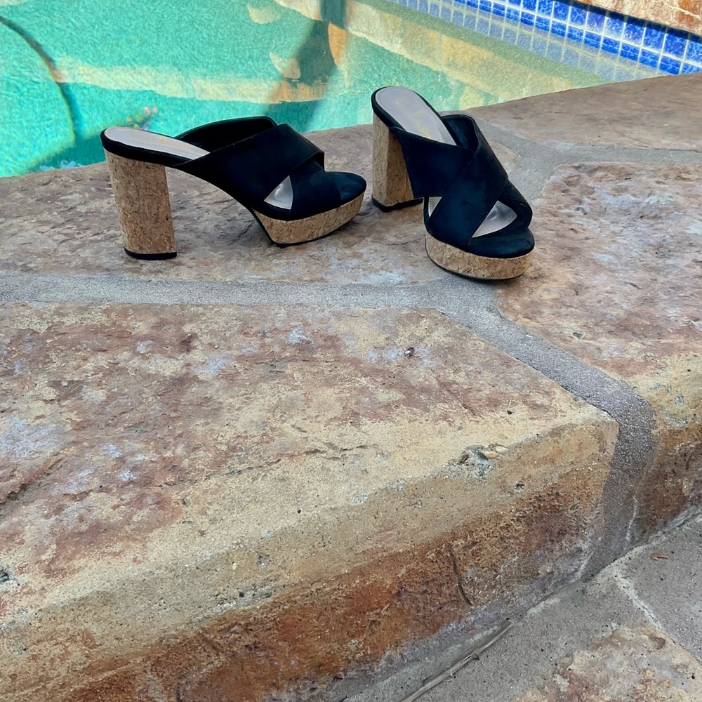 Lulus Black Cork Platform Heels